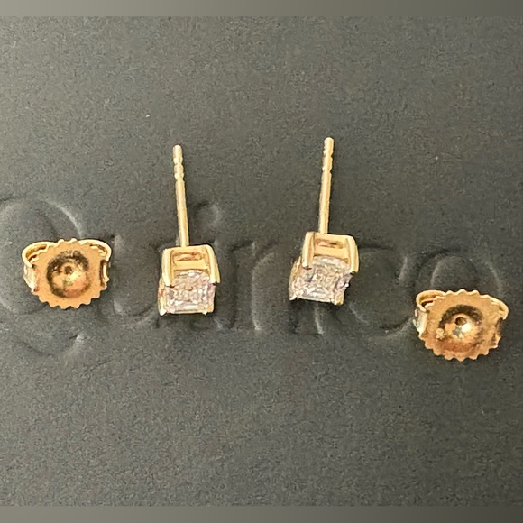 Quince 14k Gold Lab Grown Diamond Emerald Solitaire Studs - Picture 10 of 16